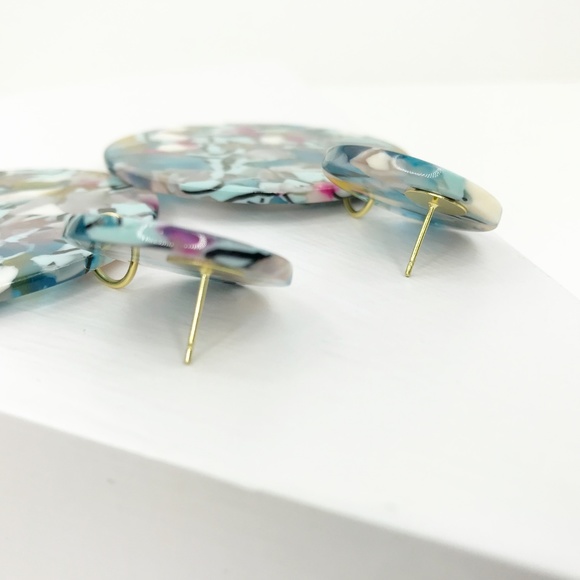 Circle Drop Earrings in Blue - Picture 6 of 8